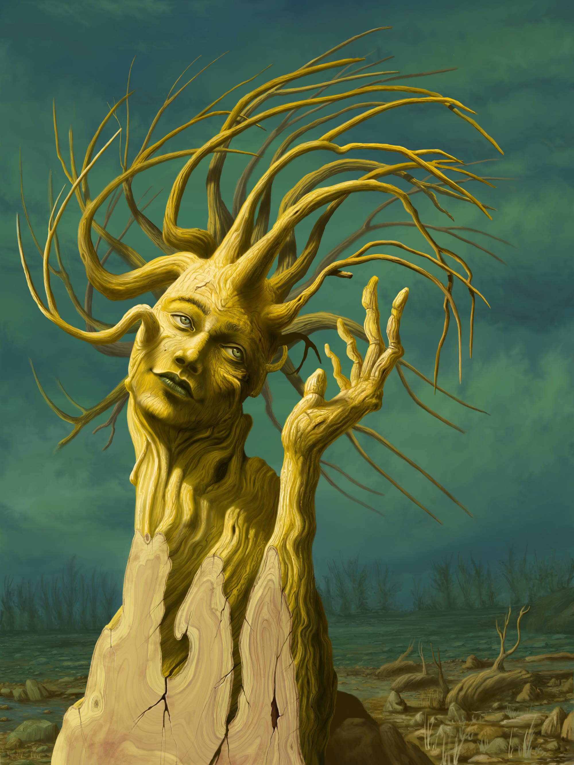 Cara árbol, pintura digital 2020